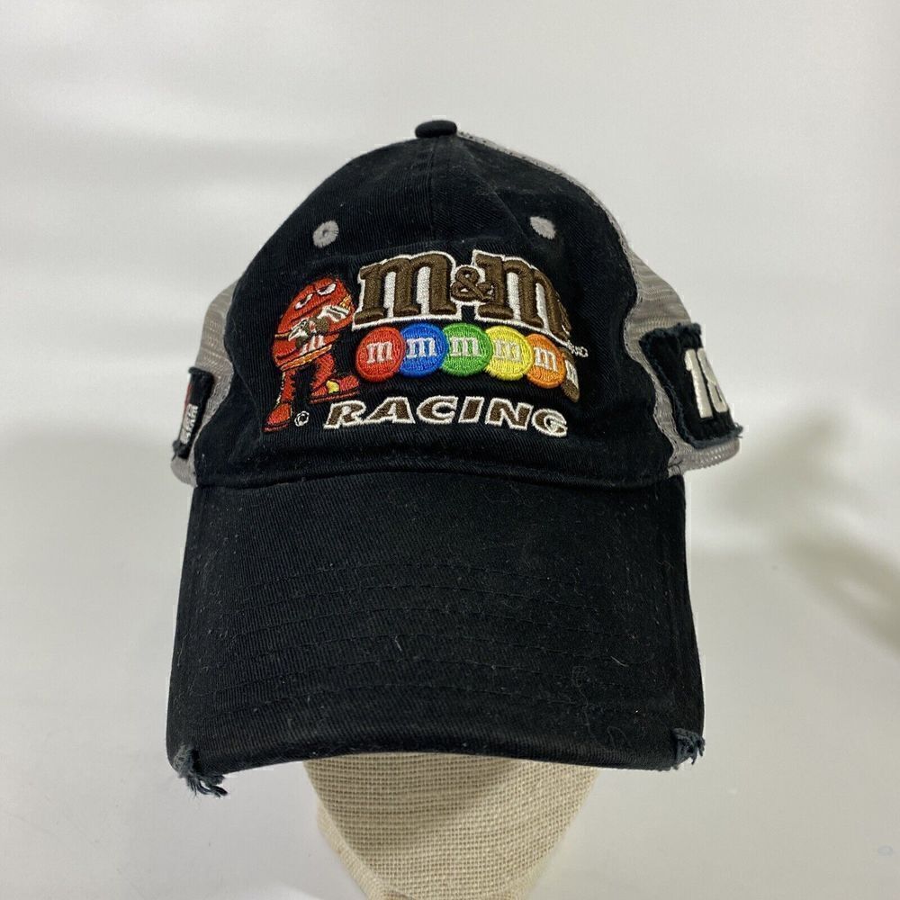 Kyle Bush Vintage M&M Racing Chase Authentics Black/Gray Trucker Hat Cap Red M&M
